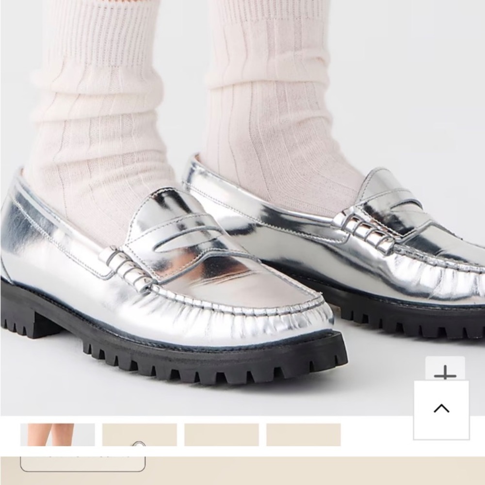 J. Crew Winona lug silver loafers size 7 /12 NWOT
